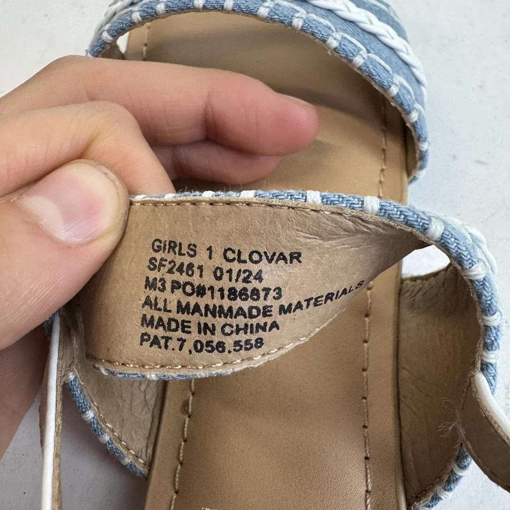New Big Kids Girls Dolce Vita Clovar Blue Denim Ankle Strap Sandals Size 1‎ Y